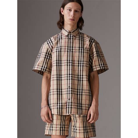 mens burberry ribbed short sleeve shirt|Burberry short sleeve button up.